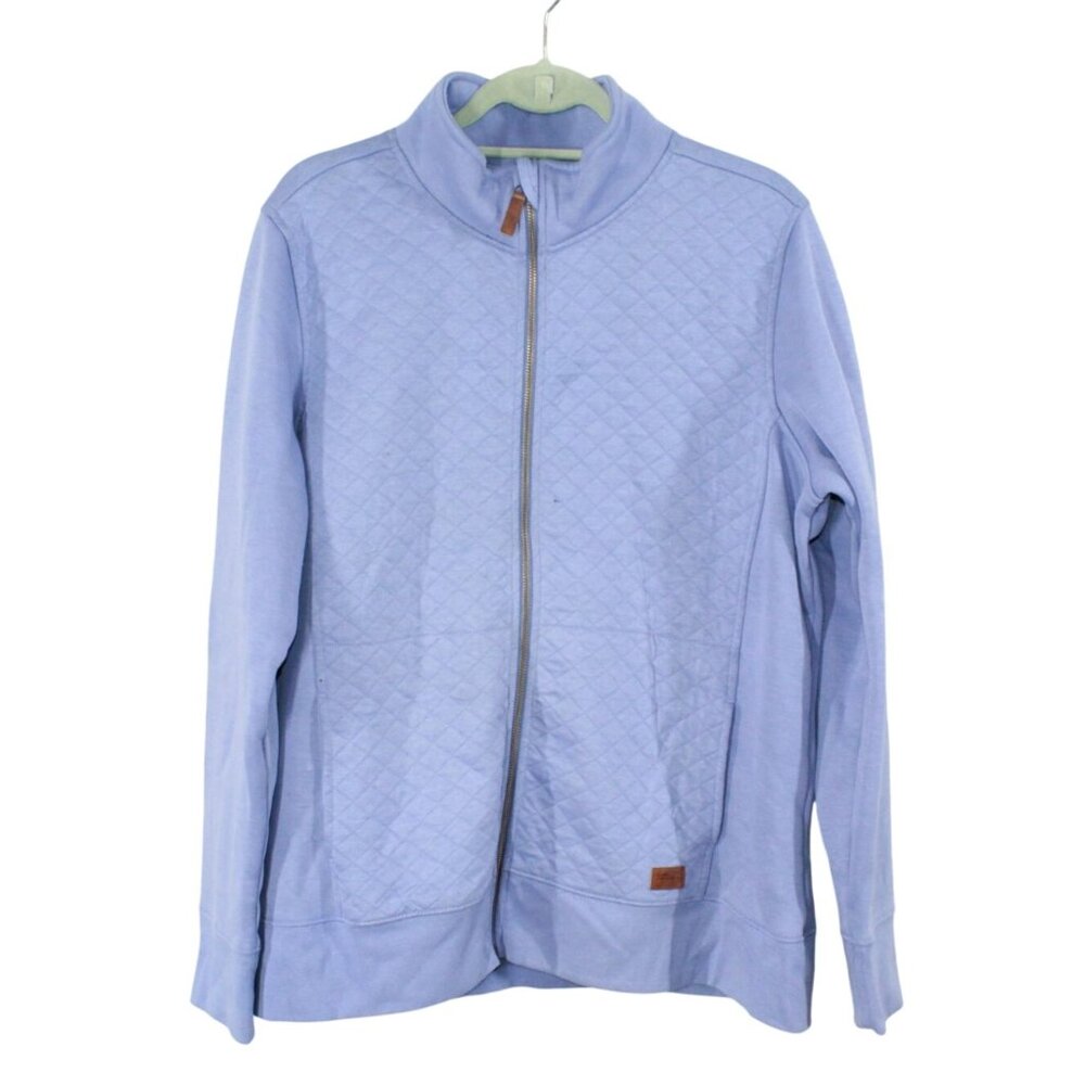 LL Bean Seaboard Blue Quilted Full-Zip Sweatshirt Size 1X Plus Retro Naturecore